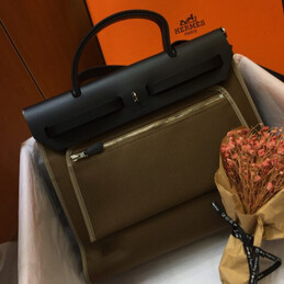 Replica Hermes Olive Green Black Herbag Zip 31 Bag