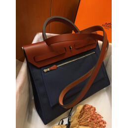 Replica Hermes Navy Blue Tan Herbag Zip 31 Bag