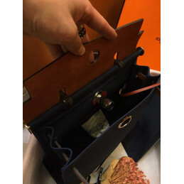 Replica Hermes Navy Blue Tan Herbag Zip 31 Bag