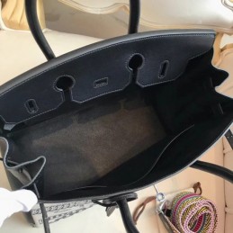 Replica Hermes Black White Chain Print Birkin 35 Bag