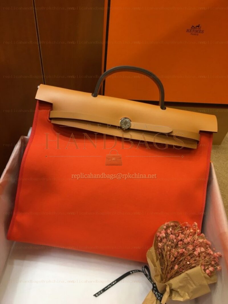 Replica Hermes Red Tan Herbag Zip 39 Bag
