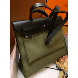 Replica Hermes Olive Green Black Herbag Zip 39 Bag