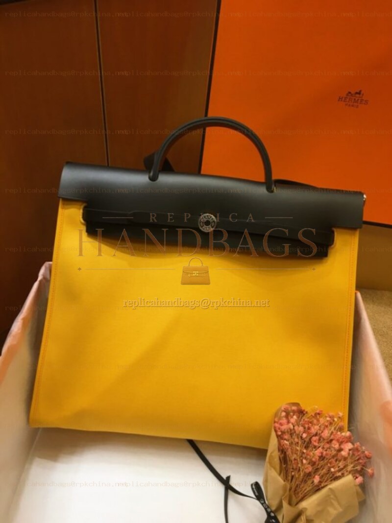 Replica Hermes Yellow Black Herbag Zip 39 Bag