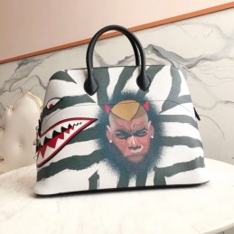 Replica Hermes White Multicolor Character Print Bolide 45 Bag