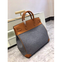Replica Hermes Gray Felt Tan Leather Birkin 40 Bag