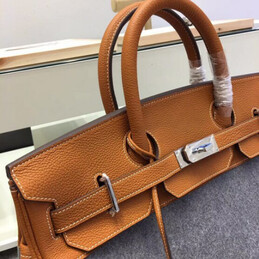 Replica Hermes Gray Felt Tan Leather Birkin 40 Bag