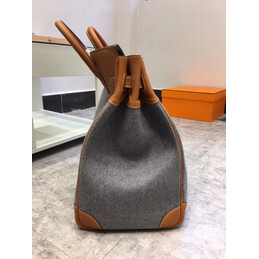 Replica Hermes Gray Felt Tan Leather Birkin 40 Bag