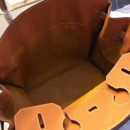 Replica Hermes Gray Felt Tan Leather Birkin 40 Bag