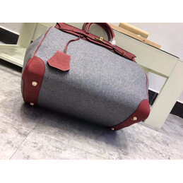 Replica Hermes Gray Felt Burgundy Leather Birkin 40 Bag