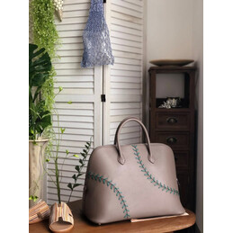 Replica Hermes Taupe Green Stitch Bolide 45 Bag