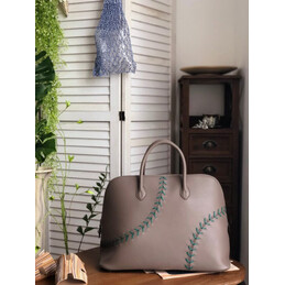 Replica Hermes Taupe Green Stitch Bolide 45 Bag