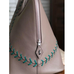 Replica Hermes Taupe Green Stitch Bolide 45 Bag