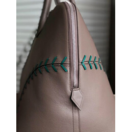 Replica Hermes Taupe Green Stitch Bolide 45 Bag