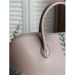 Replica Hermes Taupe Green Stitch Bolide 45 Bag