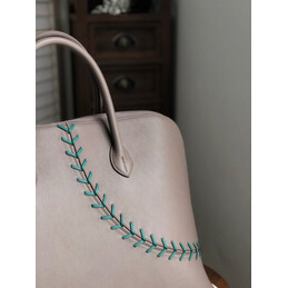 Replica Hermes Taupe Green Stitch Bolide 45 Bag