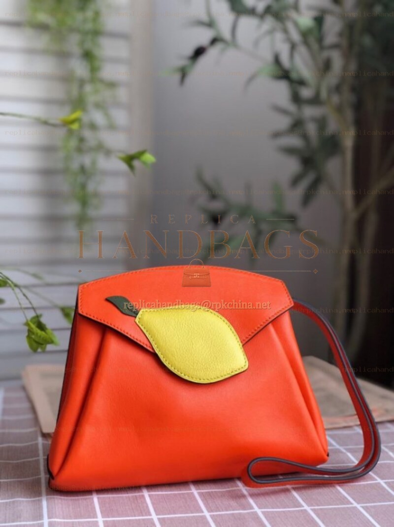 Replica Hermes Orange Lemon Charm Hermail Tutti Frutti Pouch