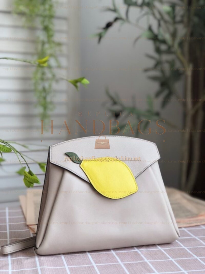 Replica Hermes White Lemon Charm Hermail Tutti Frutti Pouch