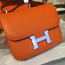 Replica Hermes Orange Constance 24 Palladium Hardware Bag