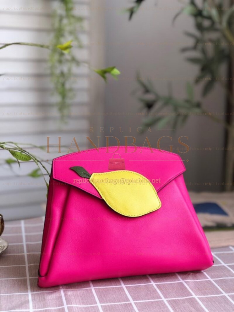 Replica Hermes Fuchsia Lemon Charm Hermail Tutti Frutti Pouch