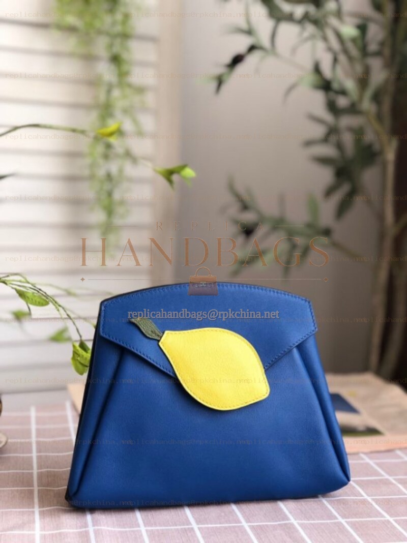 Replica Hermes Blue Lemon Charm Hermail Tutti Frutti Pouch