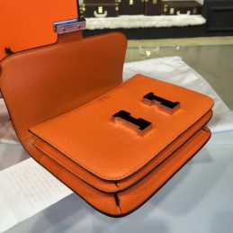Replica Hermes Orange Constance 24 Palladium Hardware Bag