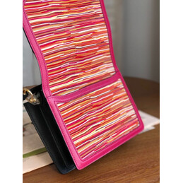Replica Hermes Black Pink Multicolor Print Roulis 23 Bag