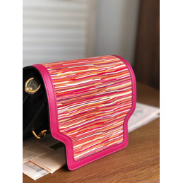 Replica Hermes Black Pink Multicolor Print Roulis 23 Bag
