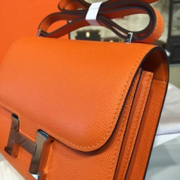 Replica Hermes Orange Constance 24 Palladium Hardware Bag