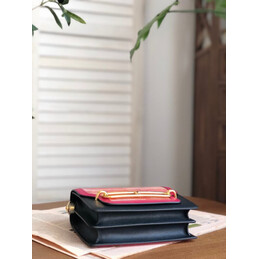 Replica Hermes Black Pink Multicolor Print Roulis 23 Bag