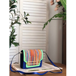 Replica Hermes Navy Blue Green Multicolor Print Roulis 23 Bag