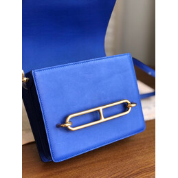Replica Hermes Navy Blue Green Multicolor Print Roulis 23 Bag