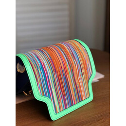 Replica Hermes Navy Blue Green Multicolor Print Roulis 23 Bag