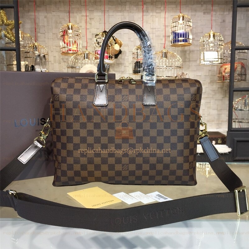 Replica Louis Vuitton Brown Damier Ebene Porte Documents Jour PM
