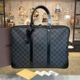 Replica Louis Vuitton Black Damier Graphite Blue Trim Porte Documents Voyage