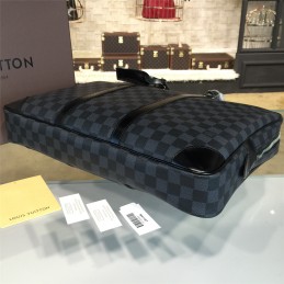 Replica Louis Vuitton Black Damier Graphite Blue Trim Porte Documents Voyage
