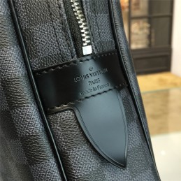 Replica Louis Vuitton Black Damier Graphite Blue Trim Porte Documents Voyage