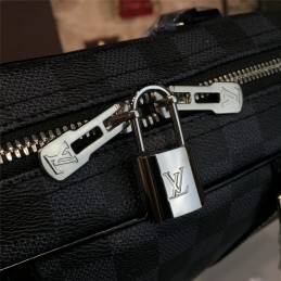 Replica Louis Vuitton Black Damier Graphite Blue Trim Porte Documents Voyage