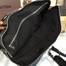 Replica Louis Vuitton Black Damier Graphite Blue Trim Porte Documents Voyage