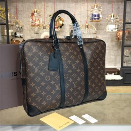 Replica Louis Vuitton Brown Monogram Blue Trim Porte Documents Voyage