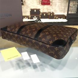 Replica Louis Vuitton Brown Monogram Blue Trim Porte Documents Voyage