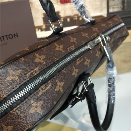 Replica Louis Vuitton Brown Monogram Blue Trim Porte Documents Voyage