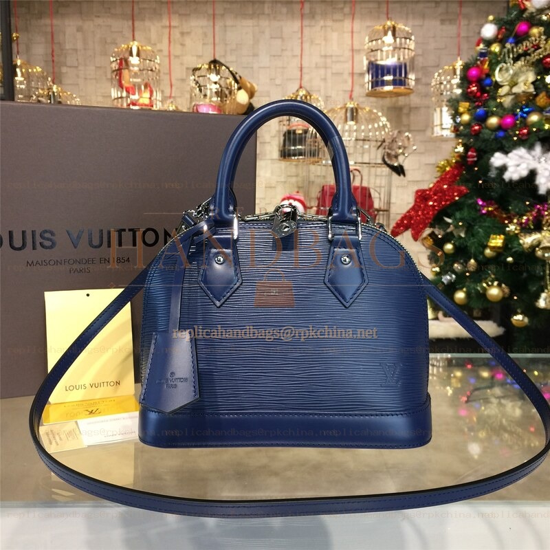 Replica Louis Vuitton Navy Blue Textured Alma BB