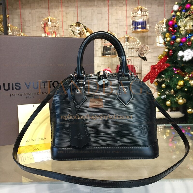 Replica Louis Vuitton Black Textured Alma BB