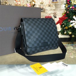 Replica Louis Vuitton Black Damier Graphite Front Flap District PM