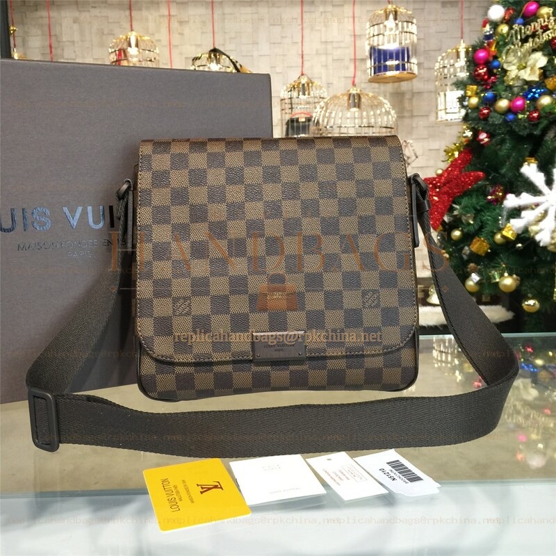 Replica Louis Vuitton Brown Damier Ebene Front Flap District PM