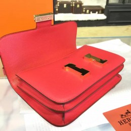Replica Hermes Rouge Pink Constance 24 Gold Hardware Bag