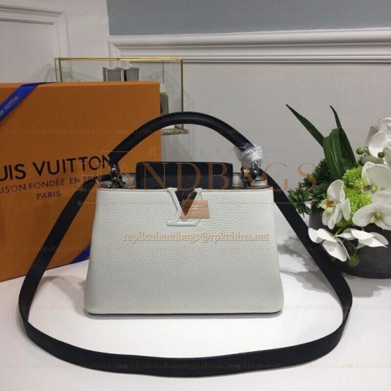 Replica Louis Vuitton White Textured Capucines BB