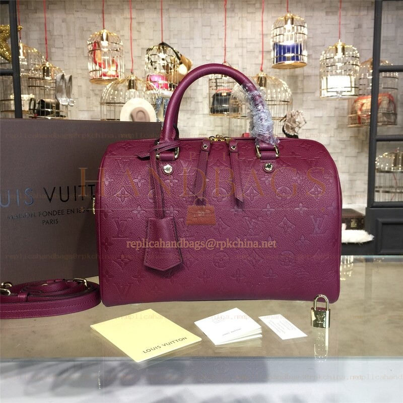 Replica Louis Vuitton Burgundy Embossed Monogram Speedy 30