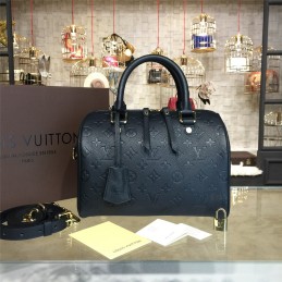 Replica Louis Vuitton Black Embossed Monogram Gold Lock Speedy 25