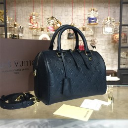 Replica Louis Vuitton Black Embossed Monogram Gold Lock Speedy 25